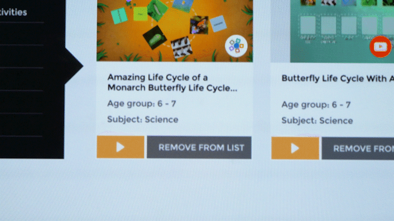 Ability to play an individual lesson activity from a list in the Lesson activities app_1