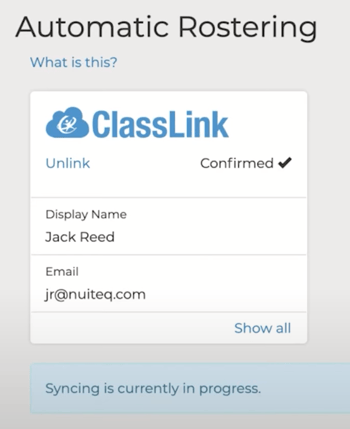 Classlink Automatic Rostering