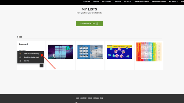send lists to the community