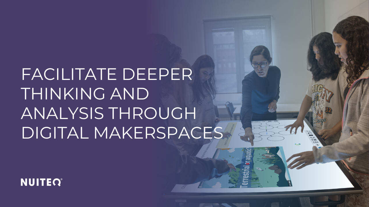 Students using a digital makerspace on touchscreen