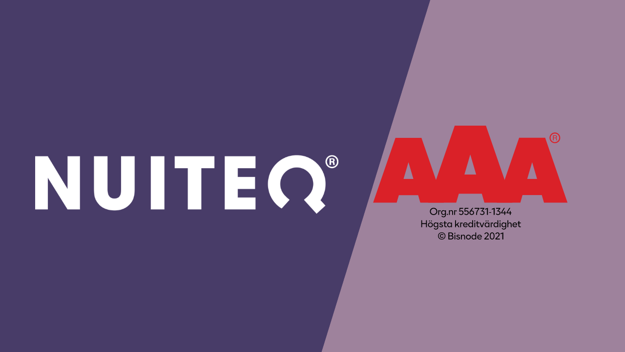 NUITEQ utses med AAA i Kreditomdöme vilket förmedlar att företagets säkerhet