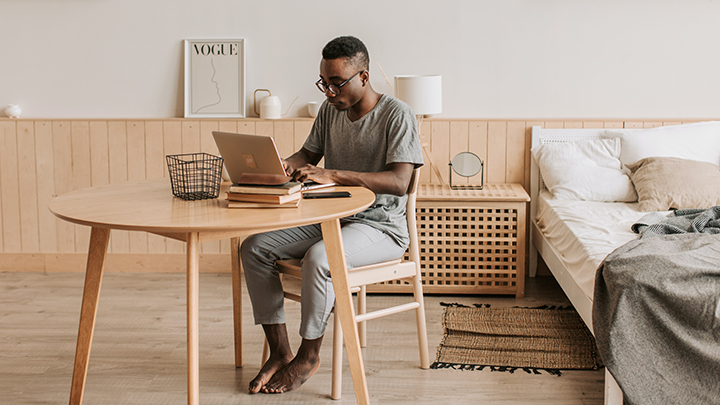 man working from home